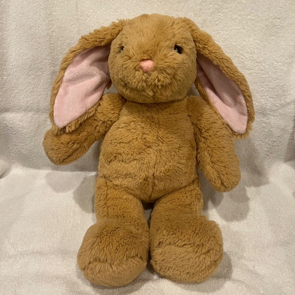 Build A Bear Brown Bunny Rabbit Plush Stuffed Animal Floppy Pink Ears BAB Easter